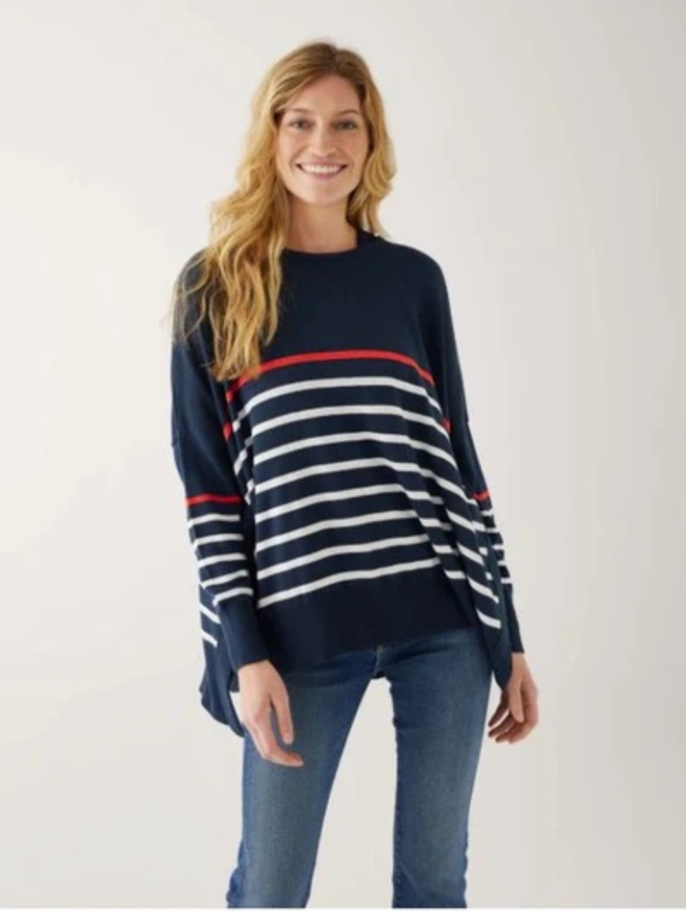 MerSea Tide Navy Red Stripes Heart Amour Sweater - One Size